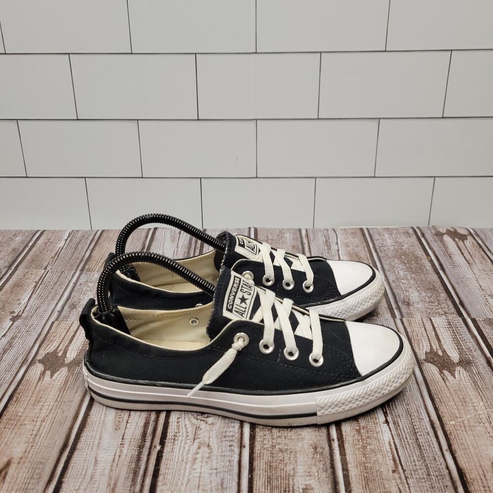Converse Chuck Taylor All Star Low Black White Canvas Womens Size 8 - Picture 4 of 9